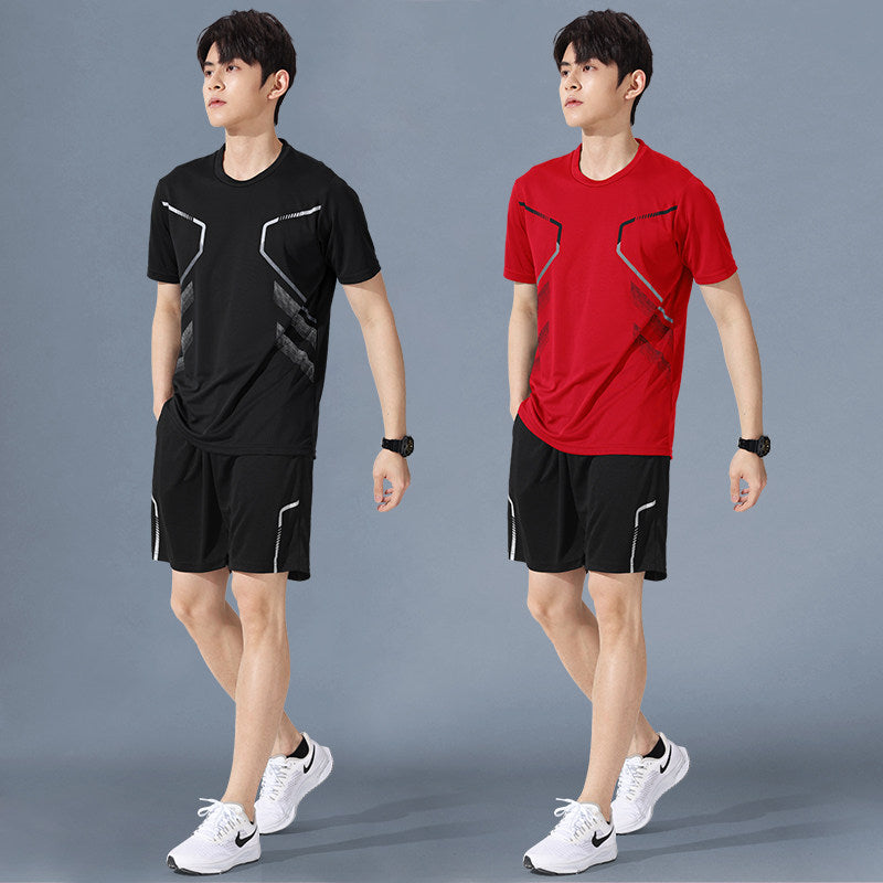Sportswear Suit Men's Running Short-Sleeved Quick-Drying T-Shirt Basketball Clothing Fitness Clothing Ice Silk Summer Shorts Summer