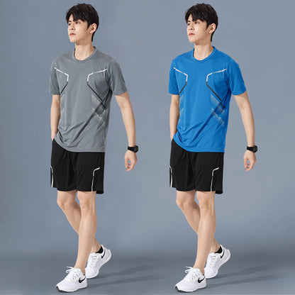 Sportswear Suit Men's Running Short-Sleeved Quick-Drying T-Shirt Basketball Clothing Fitness Clothing Ice Silk Summer Shorts Summer
