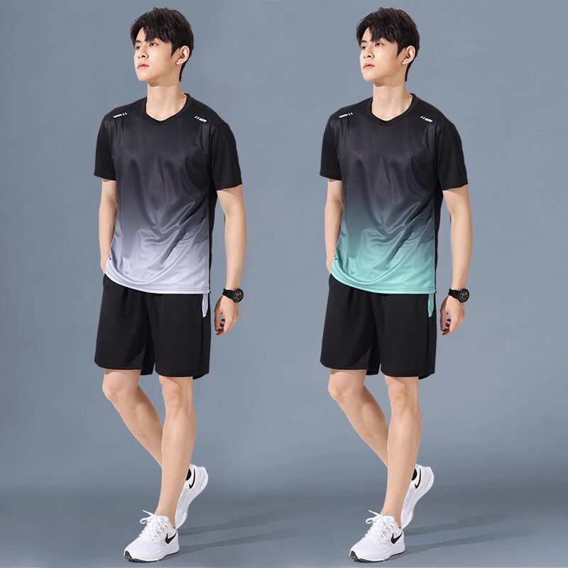 Sportswear Suit Men's Running Short-Sleeved Quick-Drying T-Shirt Basketball Clothing Fitness Clothing Ice Silk Summer Shorts Summer