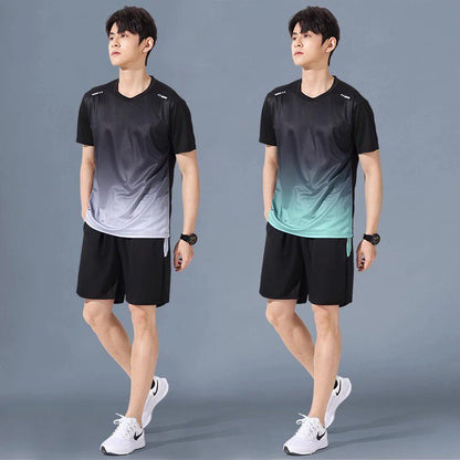 Sportswear Suit Men's Running Short-Sleeved Quick-Drying T-Shirt Basketball Clothing Fitness Clothing Ice Silk Summer Shorts Summer