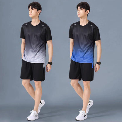 Sportswear Suit Men's Running Short-Sleeved Quick-Drying T-Shirt Basketball Clothing Fitness Clothing Ice Silk Summer Shorts Summer