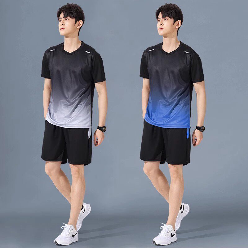 Sportswear Suit Men's Running Short-Sleeved Quick-Drying T-Shirt Basketball Clothing Fitness Clothing Ice Silk Summer Shorts Summer