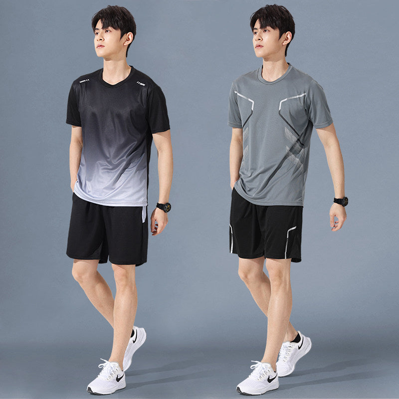 Sportswear Suit Men's Running Short-Sleeved Quick-Drying T-Shirt Basketball Clothing Fitness Clothing Ice Silk Summer Shorts Summer