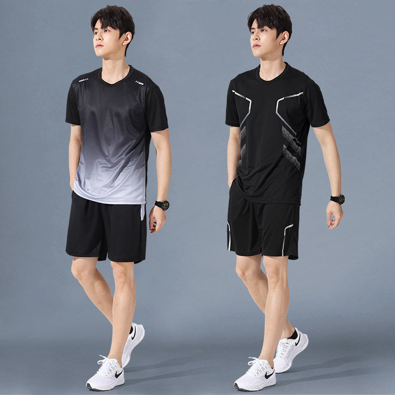 Sportswear Suit Men's Running Short-Sleeved Quick-Drying T-Shirt Basketball Clothing Fitness Clothing Ice Silk Summer Shorts Summer