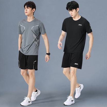 Sportswear Suit Men's Running Short-Sleeved Quick-Drying T-Shirt Basketball Clothing Fitness Clothing Ice Silk Summer Shorts Summer