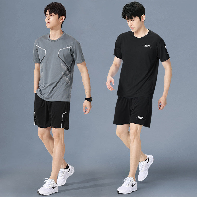 Sportswear Suit Men's Running Short-Sleeved Quick-Drying T-Shirt Basketball Clothing Fitness Clothing Ice Silk Summer Shorts Summer