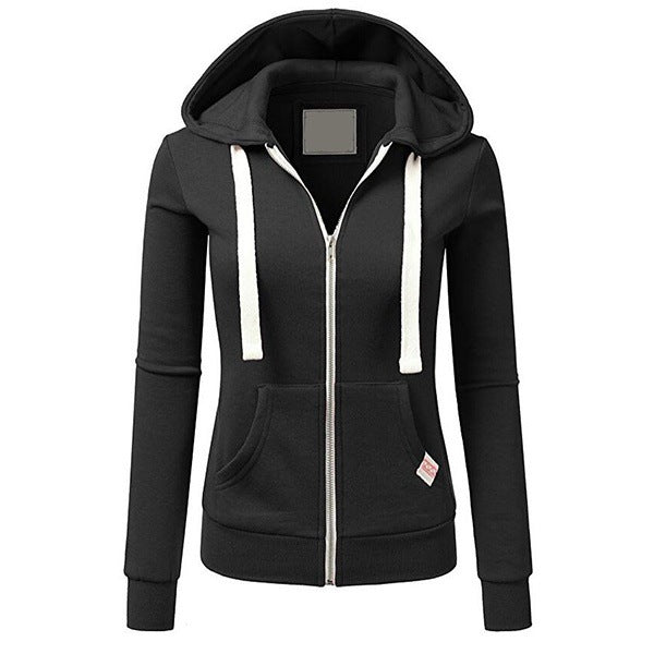Sporty cardigan with zipper hooded sweatshirt
