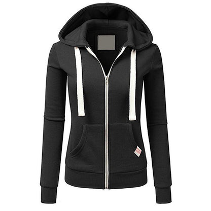 Sporty cardigan with zipper hooded sweatshirt