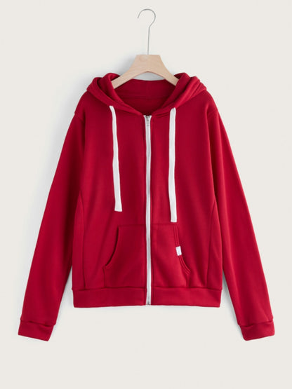 Sporty cardigan with zipper hooded sweatshirt