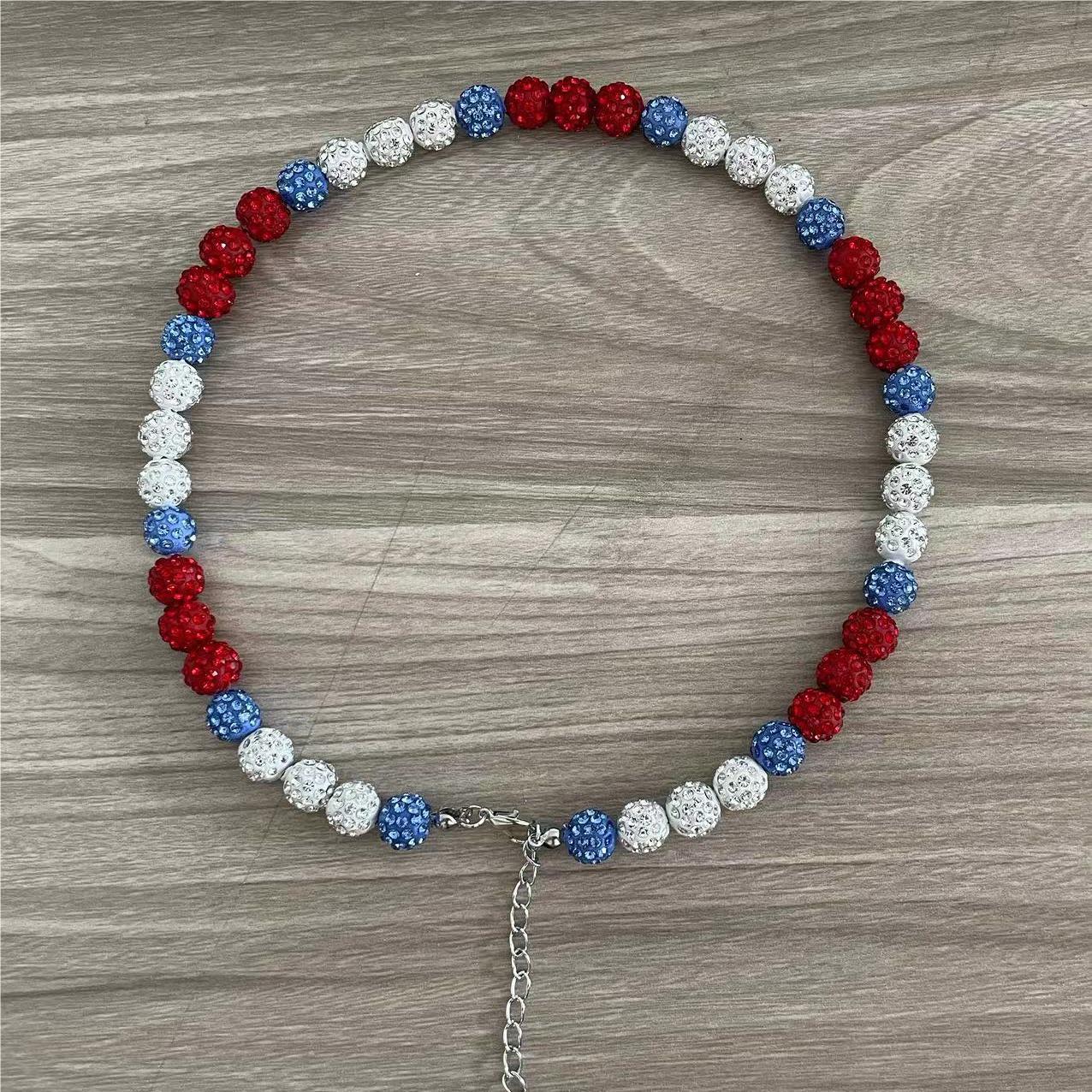 Sporty Rhinestone Baseball Necklace