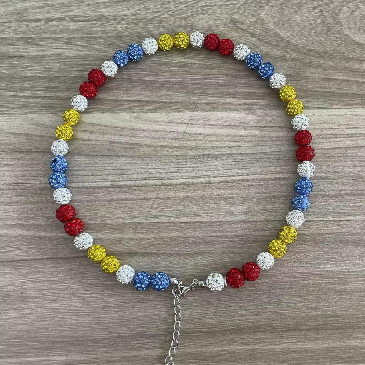 Sporty Rhinestone Baseball Necklace
