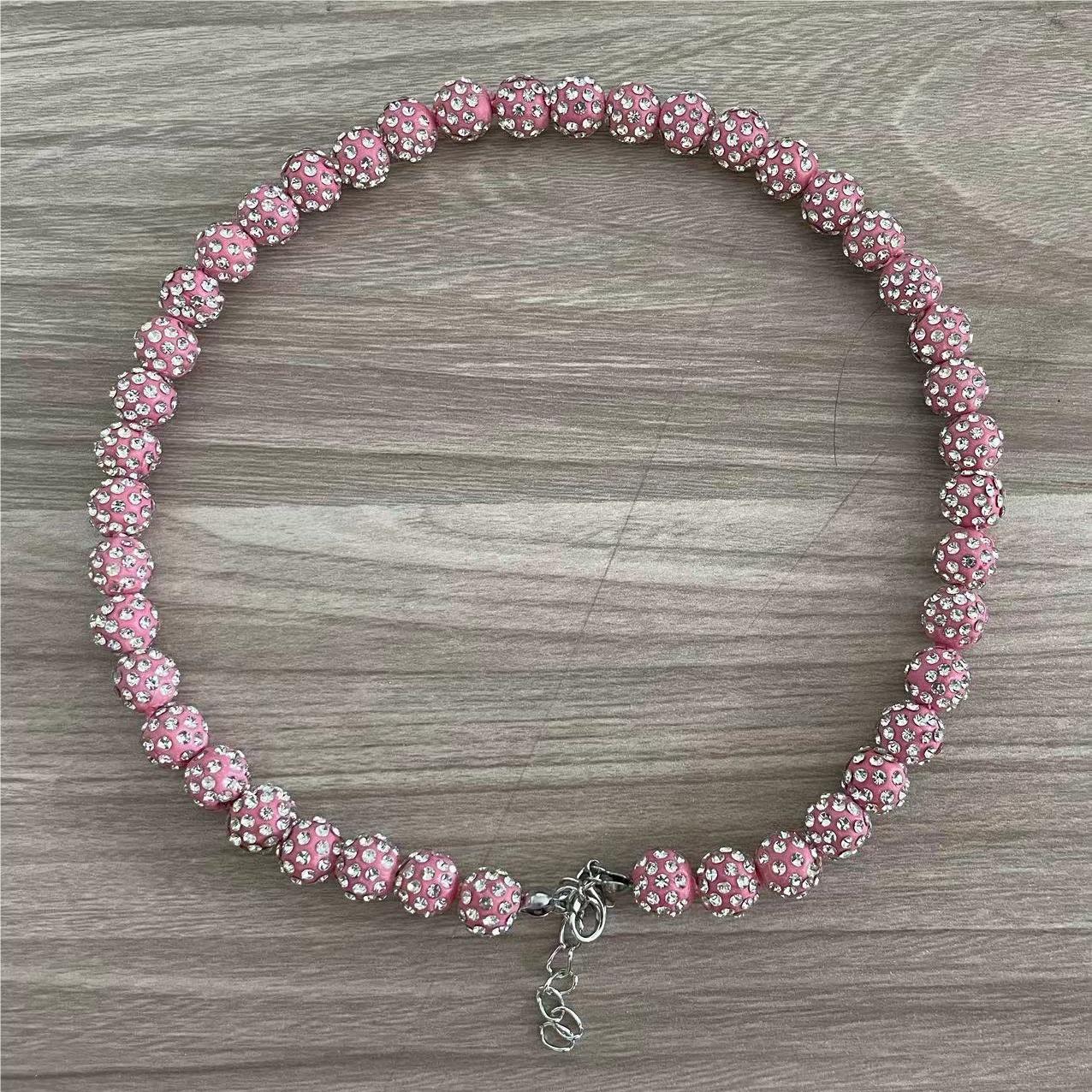 Sporty Rhinestone Baseball Necklace