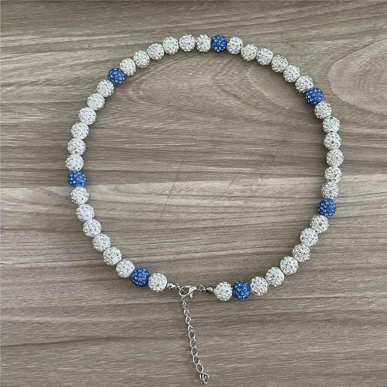 Sporty Rhinestone Baseball Necklace