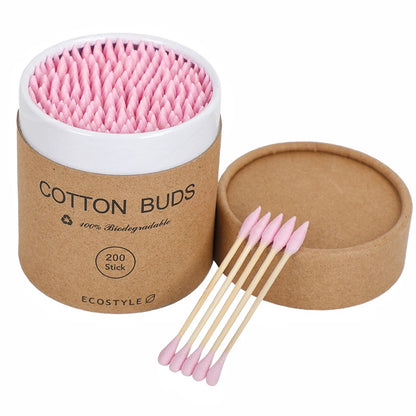 Spot 200 a round a pointed double-headed color paper boxed cotton stick disposable makeup remover ear Cotton