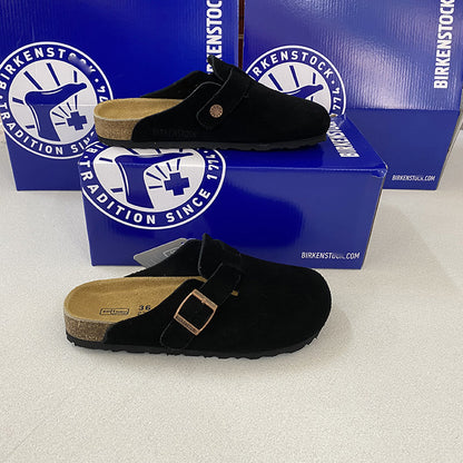 Spot Size 35-45 High Version Bk Full Genuine Leather Birkenstock Shoes for Men and Women, Cork Thick-Soled Toe-Cap Sandals
