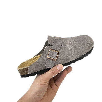 Spot Size 35-45 High Version Bk Full Genuine Leather Birkenstock Shoes for Men and Women, Cork Thick-Soled Toe-Cap Sandals