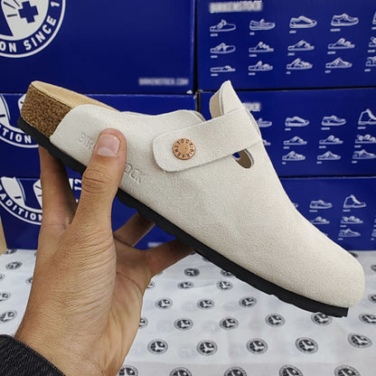 Spot Size 35-45 High Version Bk Full Genuine Leather Birkenstock Shoes for Men and Women, Cork Thick-Soled Toe-Cap Sandals