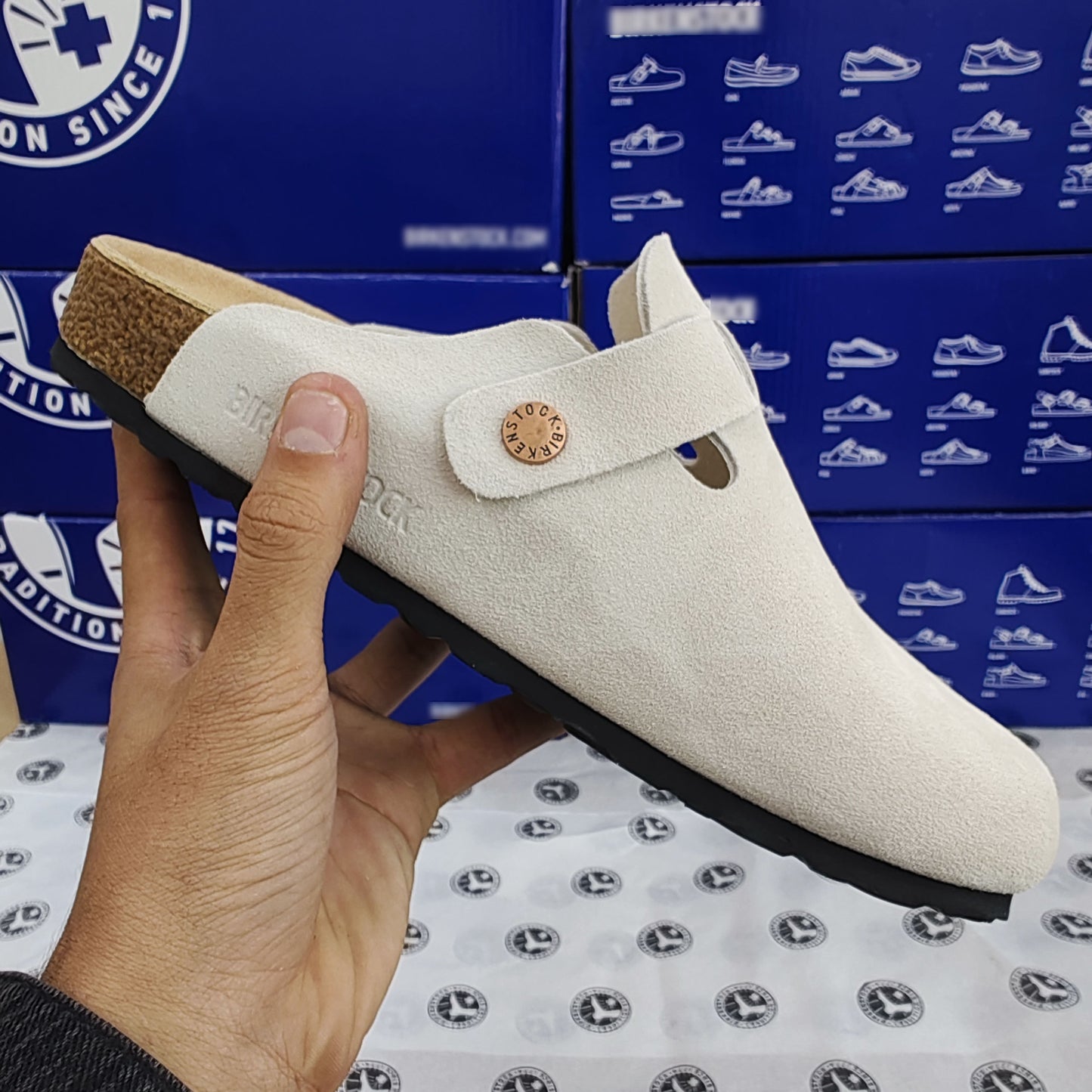 Spot Size 35-45 High Version Bk Full Genuine Leather Birkenstock Shoes for Men and Women, Cork Thick-Soled Toe-Cap Sandals