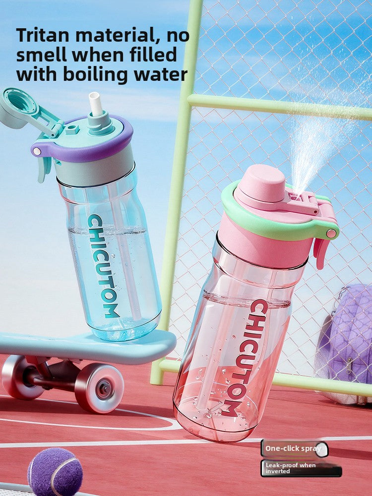 Spray Dual Drink Tritan Water Bottle with Carrying Loop
