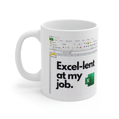 Spreadsheet-themed ceramic coffee mug