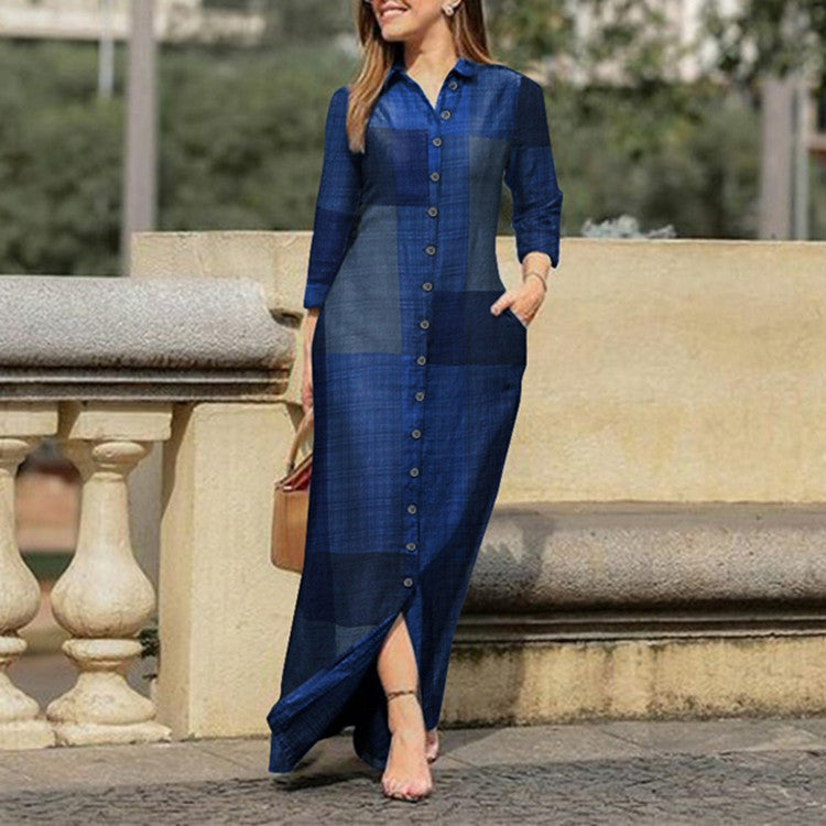 Spring and Autumn knee-length long dress