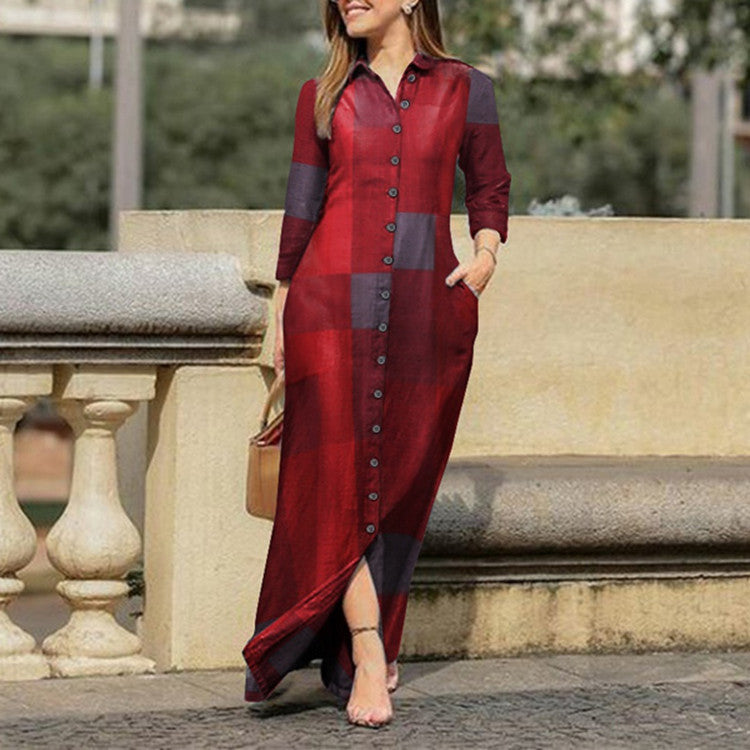 Spring and Autumn knee-length long dress