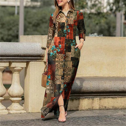 Spring and Autumn knee-length long dress