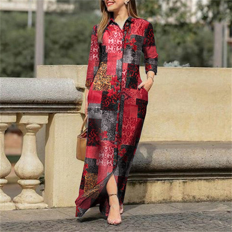 Spring and Autumn knee-length long dress