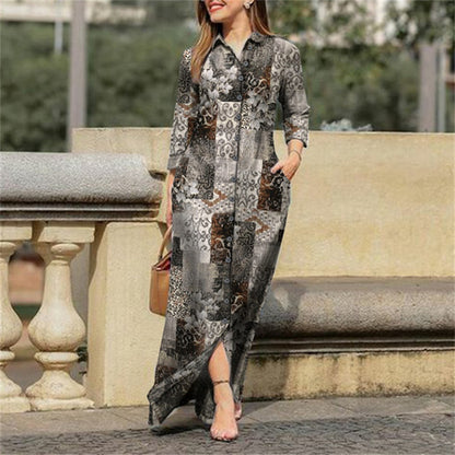 Spring and Autumn knee-length long dress