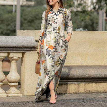 Spring and Autumn knee-length long dress