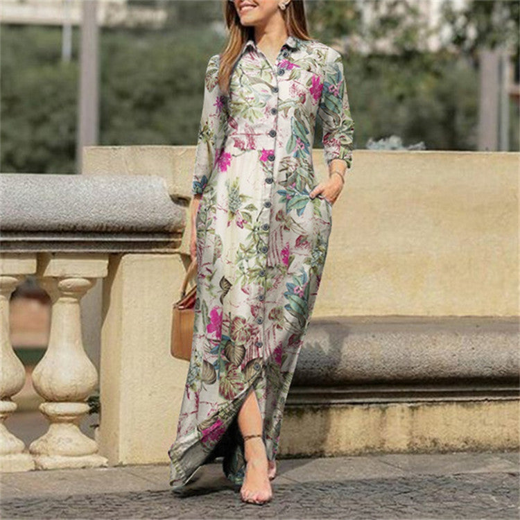 Spring and Autumn knee-length long dress