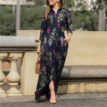 Spring and Autumn knee-length long dress