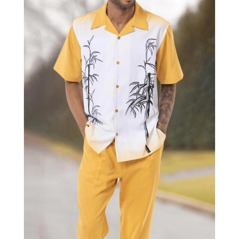 Spring and summer casual beach-style shirt set