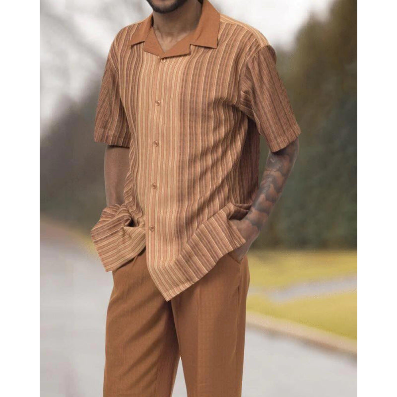Spring and summer casual beach-style shirt set