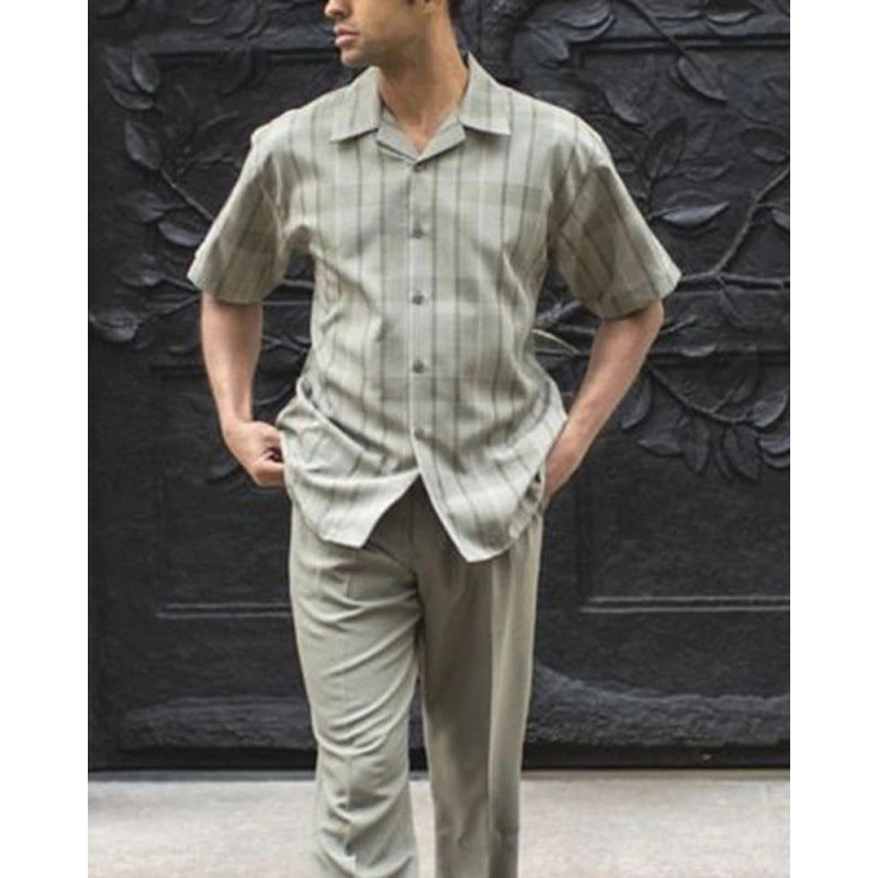 Spring and summer casual beach-style shirt set