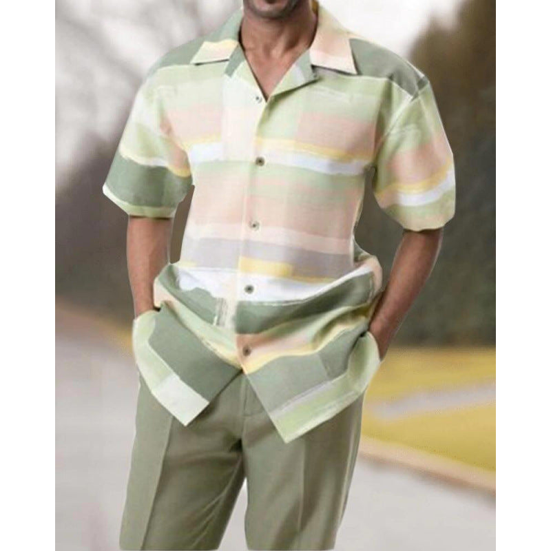 Spring and summer casual beach-style shirt set