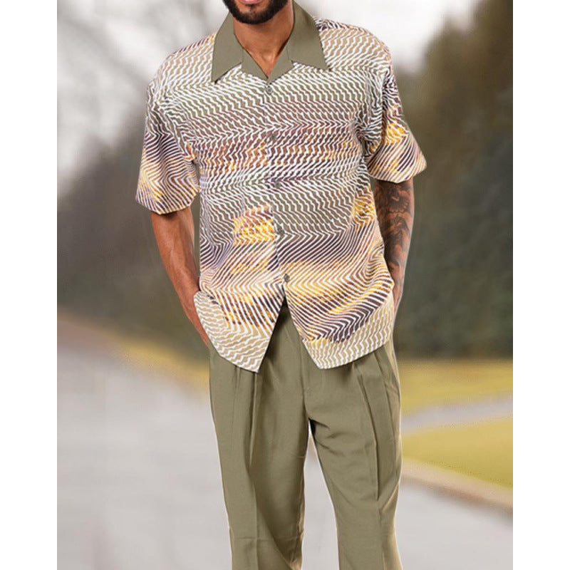 Spring and summer casual beach-style shirt set