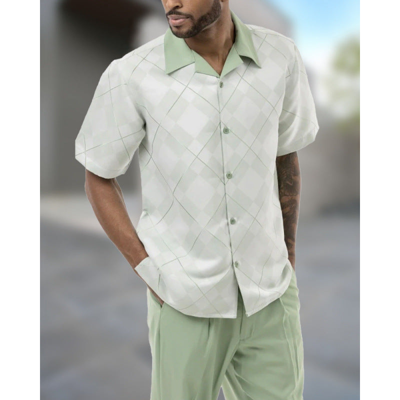 Spring and summer casual beach-style shirt set