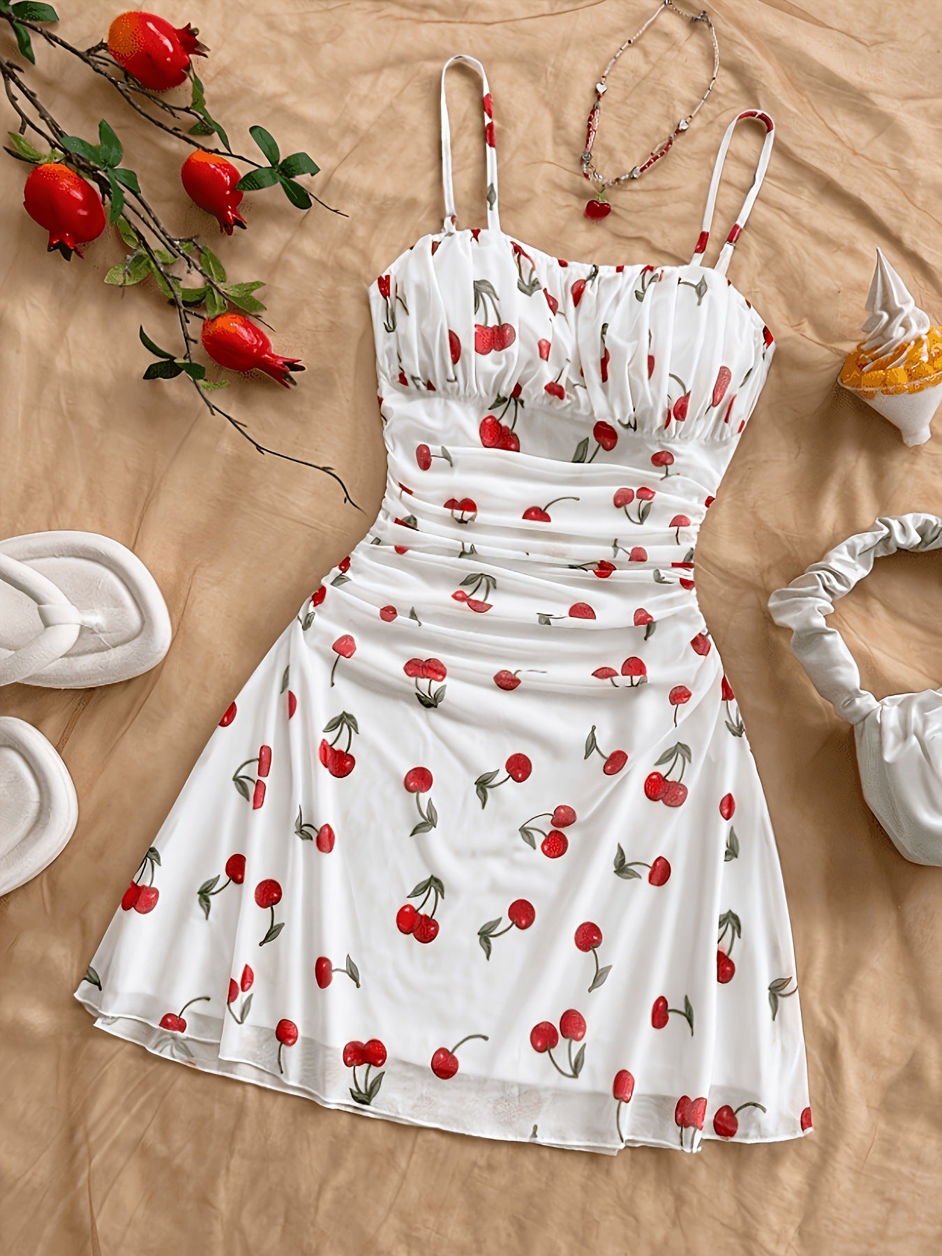 Spring/Summer New French Floral Strapless Dress with Waist-Cinching Design, Perfect for Vacations and Stylishly Sexy