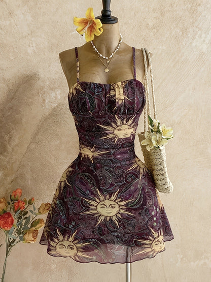 Spring/Summer New French Floral Strapless Dress with Waist-Cinching Design, Perfect for Vacations and Stylishly Sexy