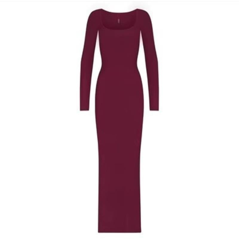 Square Collar Long-Sleeved Dress