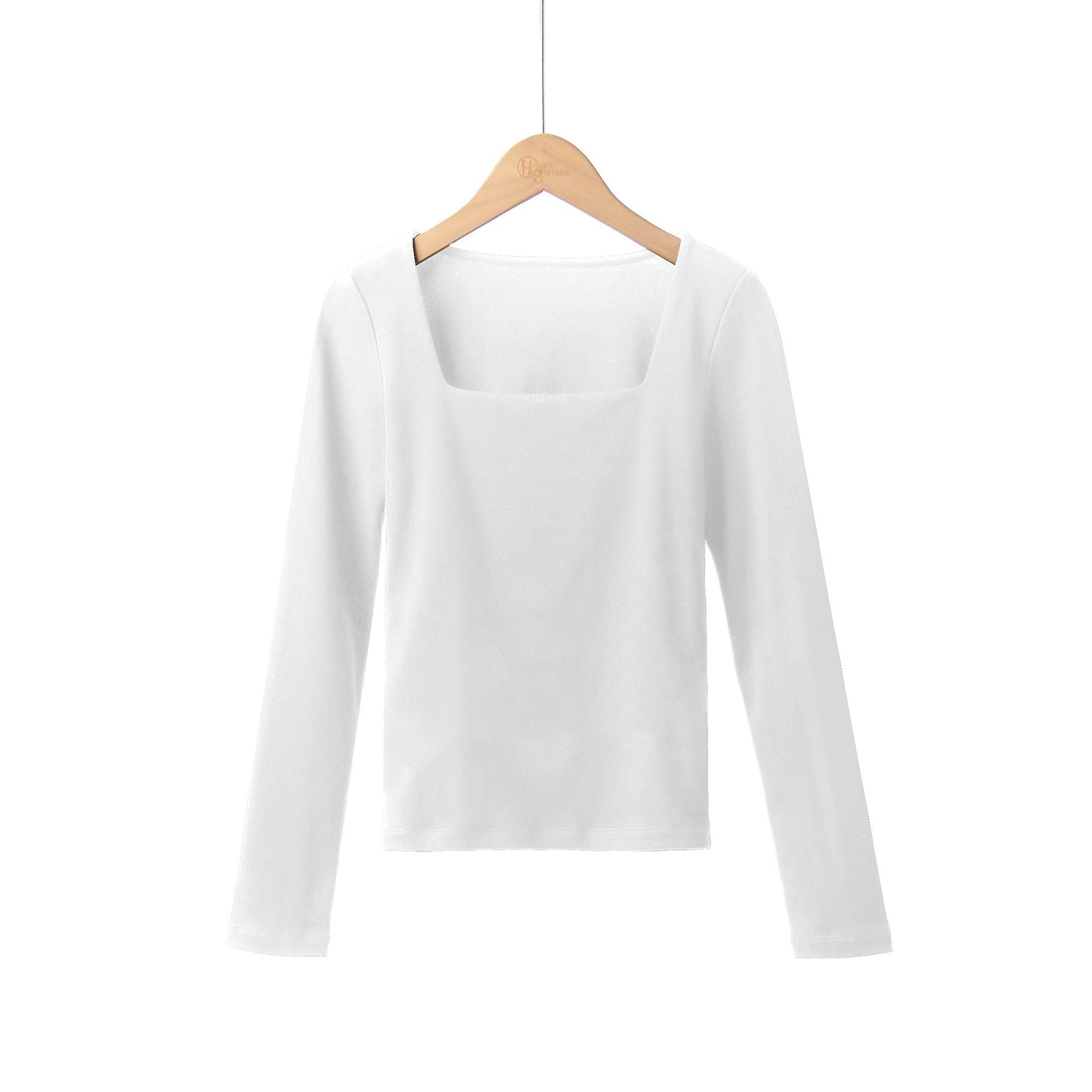 Square Collar Womens Slim Fit Long Sleeve Blouse