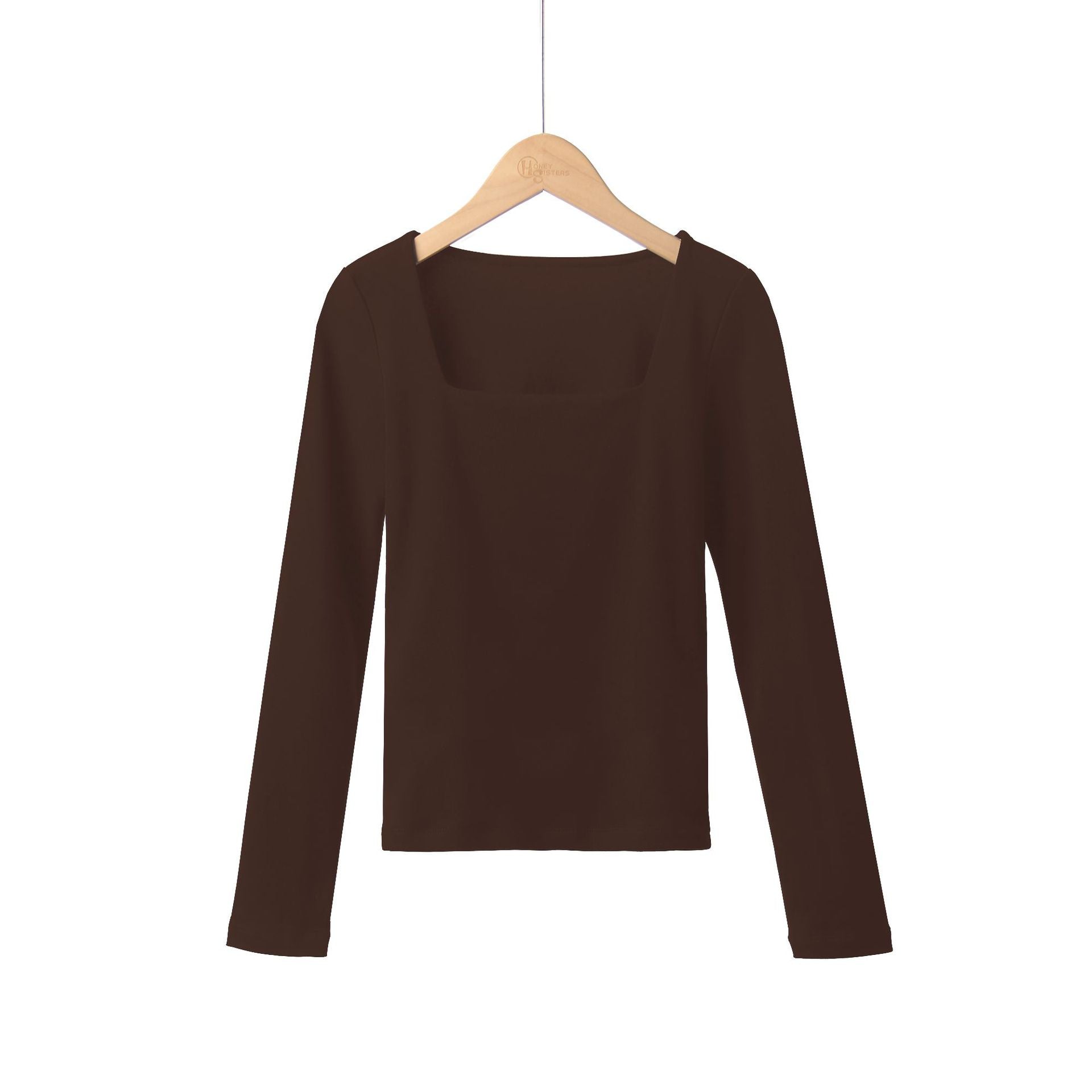Square Collar Womens Slim Fit Long Sleeve Blouse
