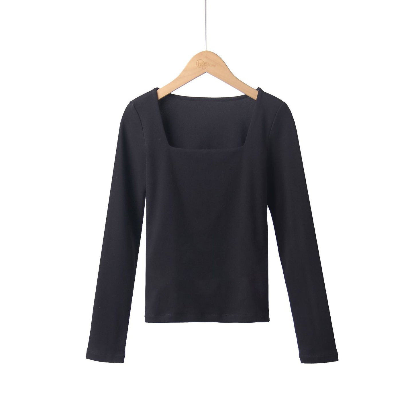 Square Collar Womens Slim Fit Long Sleeve Blouse