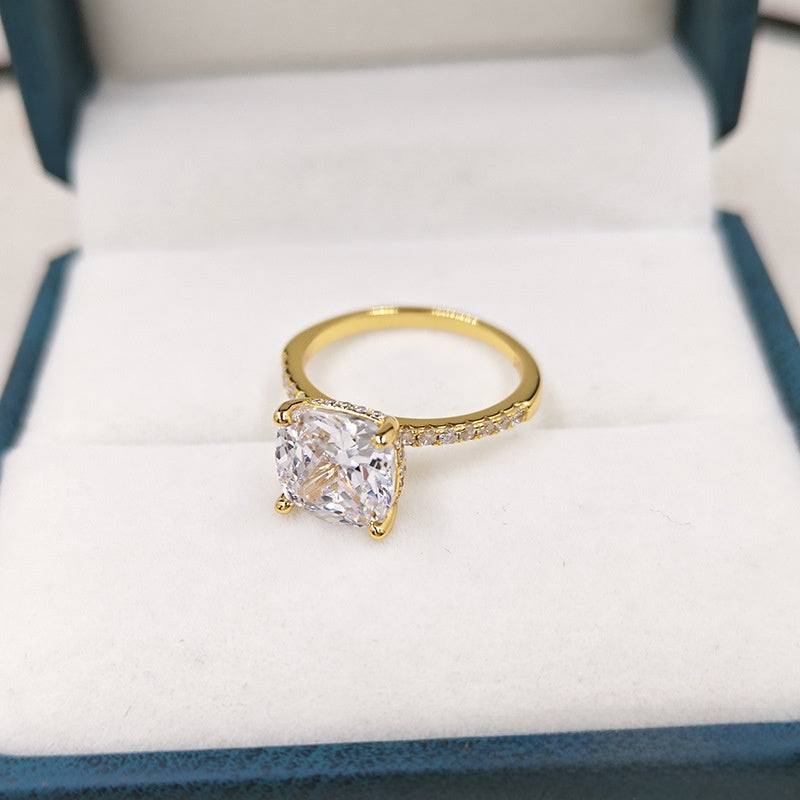 Square Cut Flower Ring 925 Silver