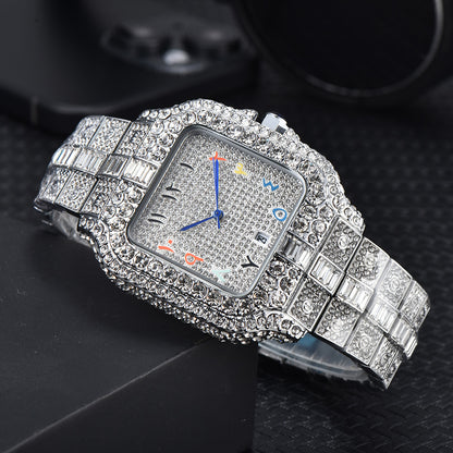 Square Diamond Roman Pattern Graduated Watch