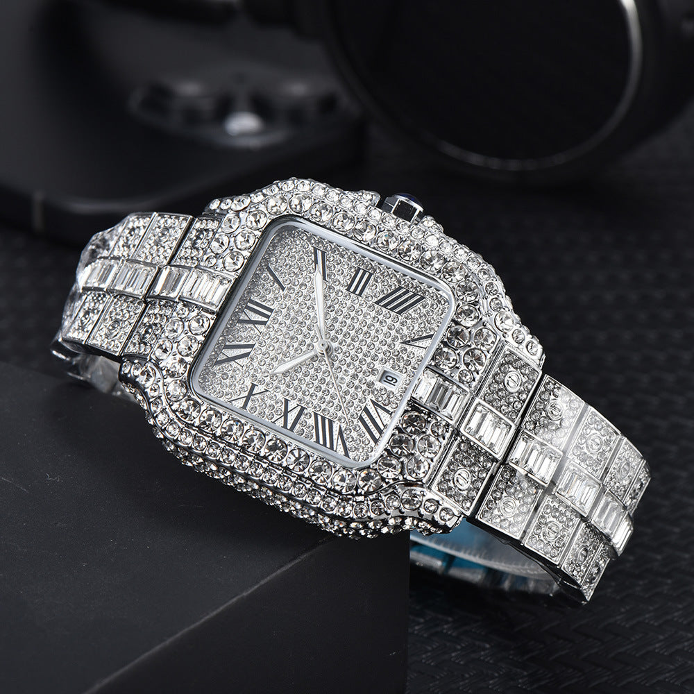 Square Diamond Roman Pattern Graduated Watch