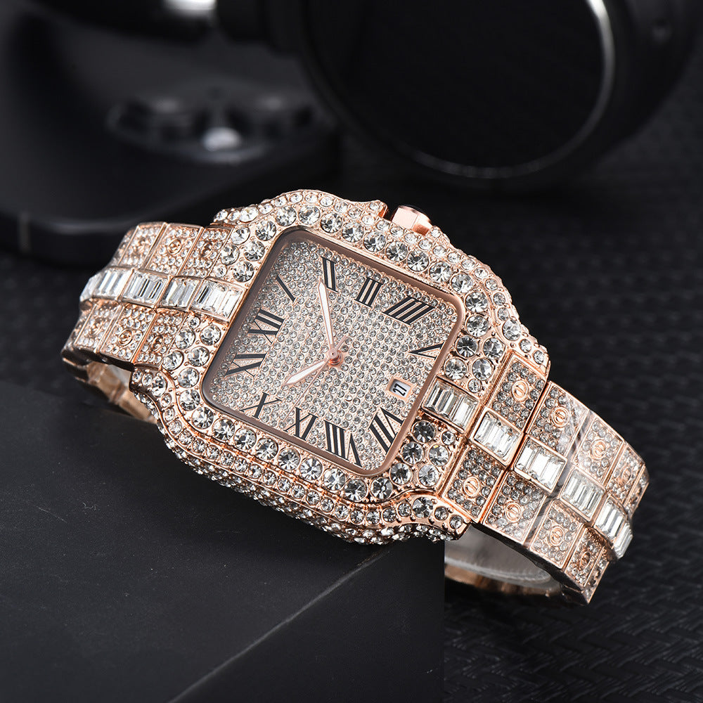 Square Diamond Roman Pattern Graduated Watch