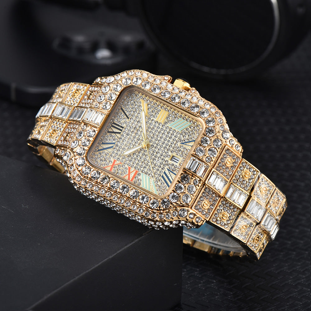 Square Diamond Roman Pattern Graduated Watch