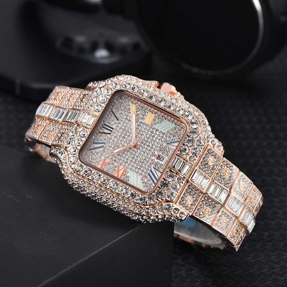Square Diamond Roman Pattern Graduated Watch